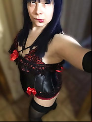 Big cock TGirl Lucy shows off her new latex dress